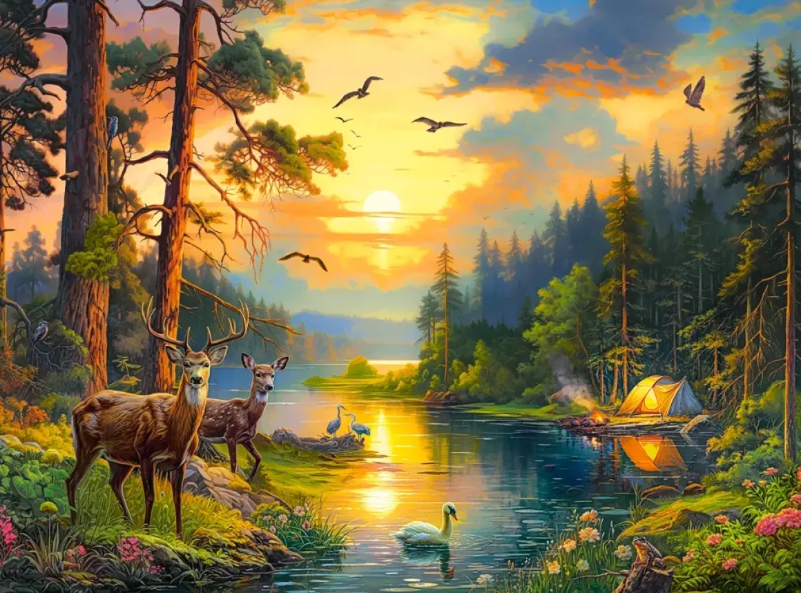 Castorland – Sunset over Forest River 3000 Piece Puzzle