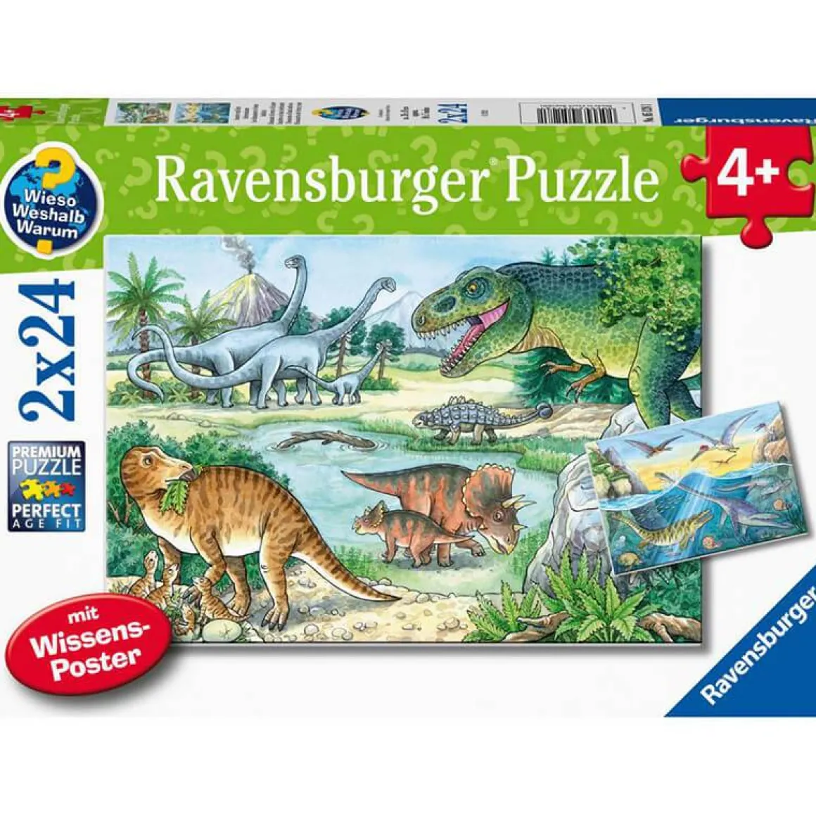 DINOSAURS OF LAND AND SEA 2 X 24 PIECE PUZZLE – RAVENSBURGER
