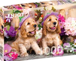 Enjoy – Spaniel Puppies with Flower Hats 1000 Piece Puzzle