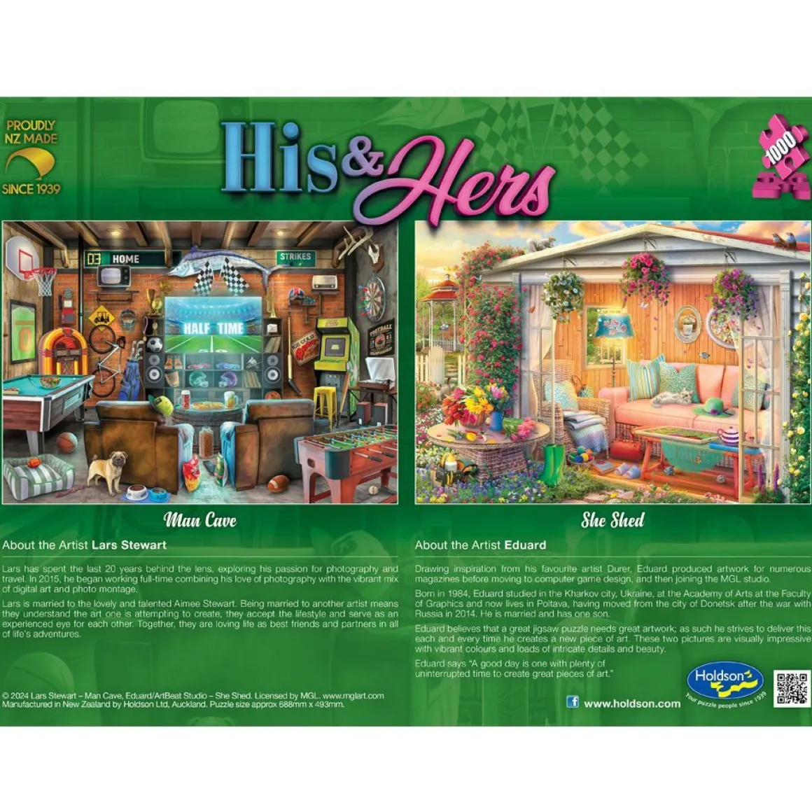 Holdson – His & Hers – Man Cave 1000 Piece Puzzle