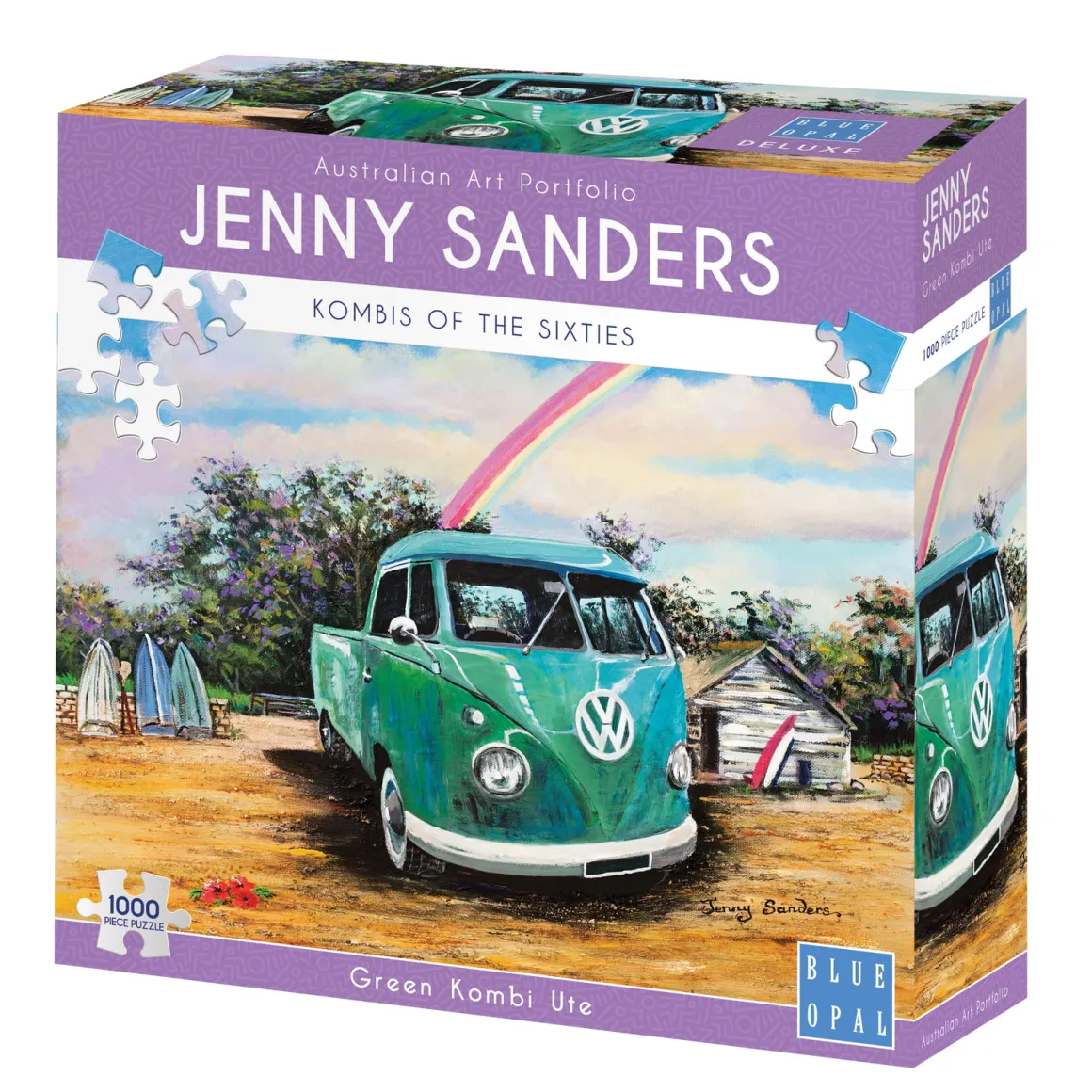 Jenny Sanders – Green Kombi Ute 1000 Piece Jigsaw Puzzle – Blue Opal