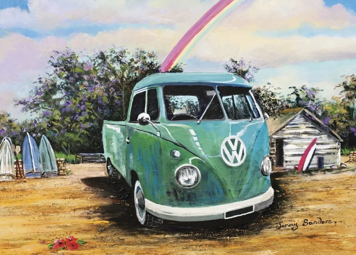 Jenny Sanders – Green Kombi Ute 1000 Piece Jigsaw Puzzle – Blue Opal