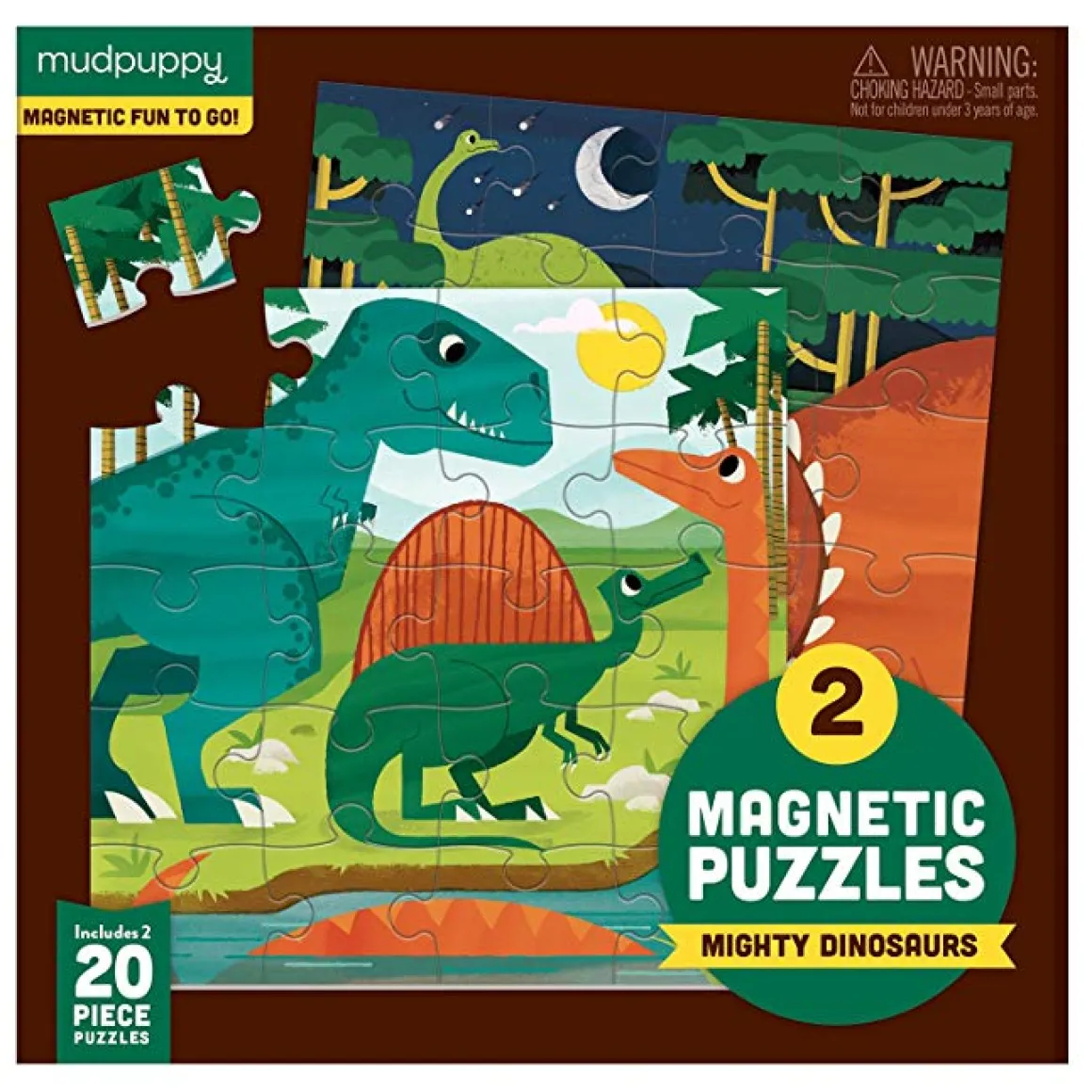 Mudpuppy – Magnetic Puzzles – Mighty Dinosaurs 2 x 20 Piece