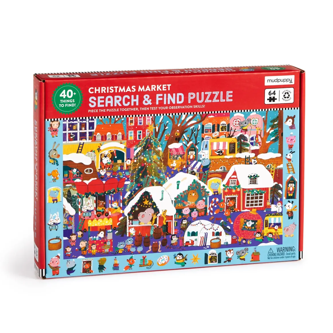 Mudpuppy Search & Find – Christmas Market 64 Piece Puzzle