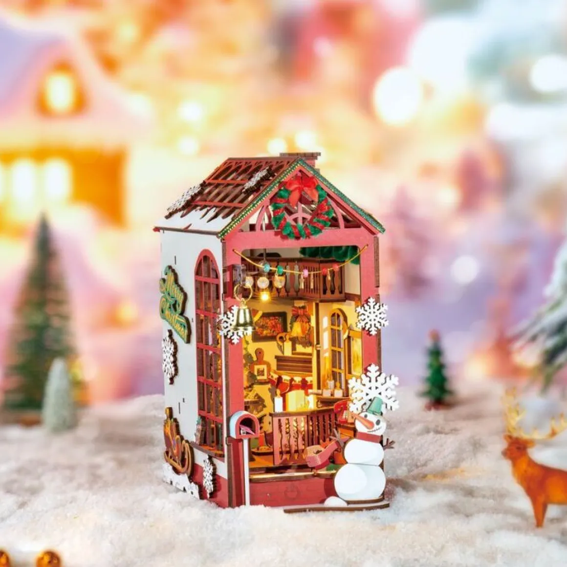Robotime – DIY Bookends Kit – Christmas Indoor Scene
