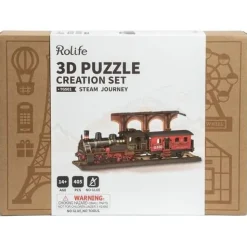 Robotime Rolife Steam Journey 405 Piece 3D Wooden Puzzle Creation Kit