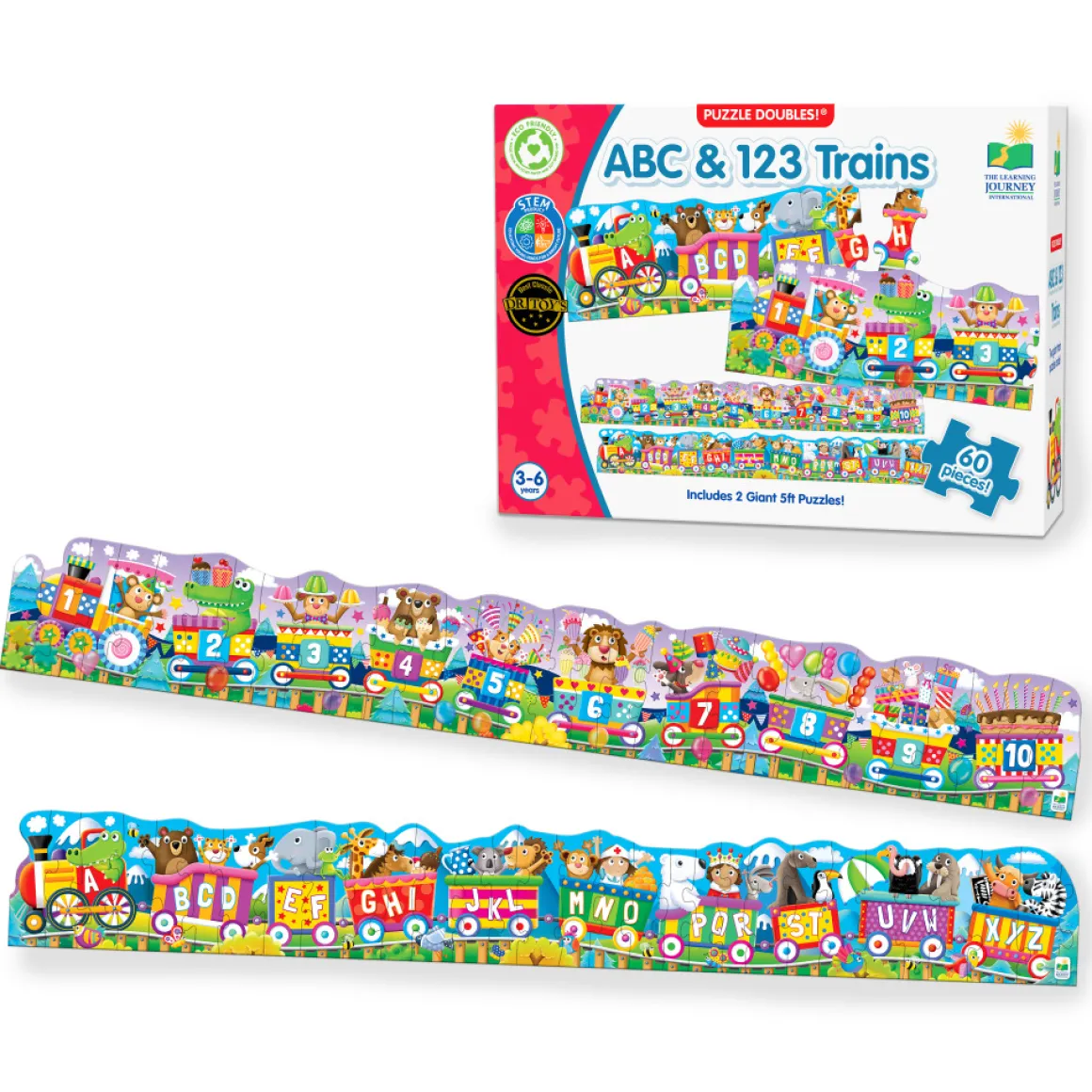 The Learning Journey – Puzzle Doubles – Giant ABC & 123 Train Floor Puzzles