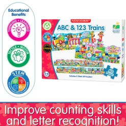 The Learning Journey – Puzzle Doubles – Giant ABC & 123 Train Floor Puzzles