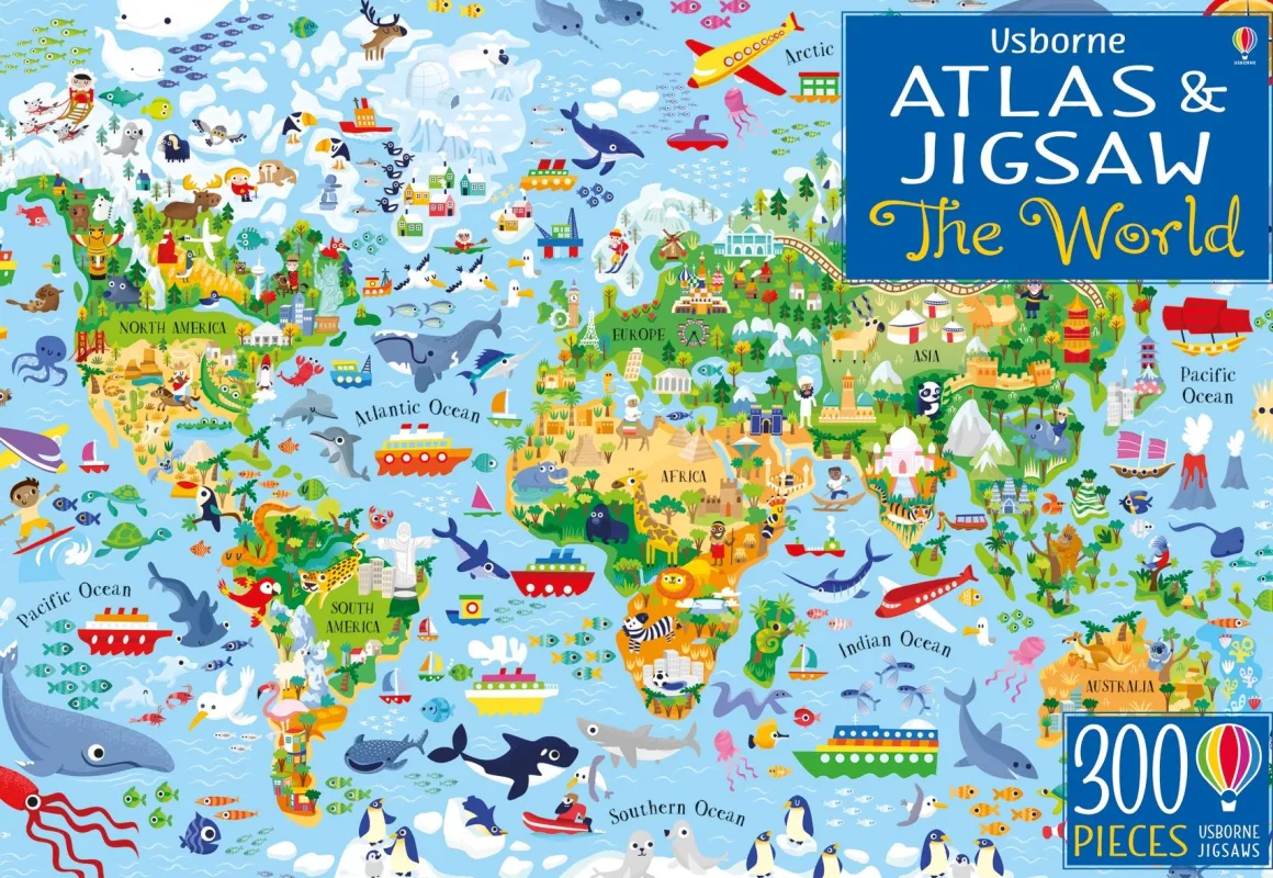 Usborne – Atlas & Jigsaw – The World 300 Piece Puzzle